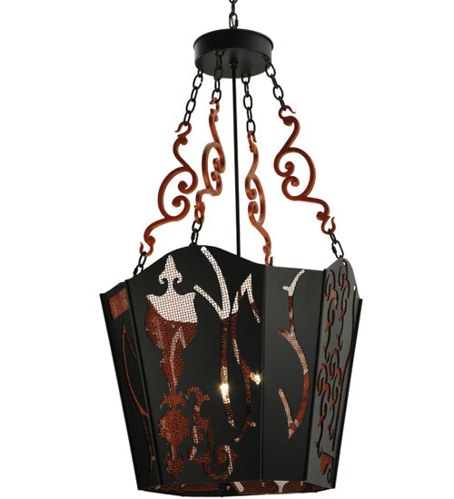 Meyda Lighting Panier Wasre 33" 4-Light Black Pendant Light