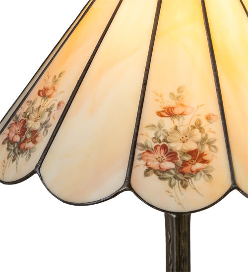 Meyda Lighting Pansies 21" Mahogany Bronze Table Lamp Spectrum Beige & Pansy Shade Glass