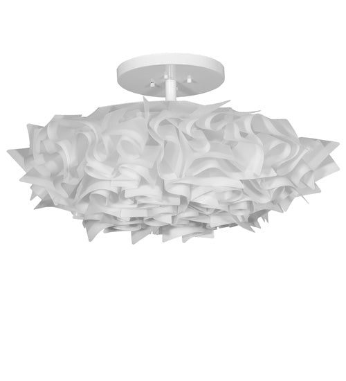 Meyda Lighting Paper Meringue Southland 31" 3-Light White Powdercoat Flush Mount Light With White Shade Glass