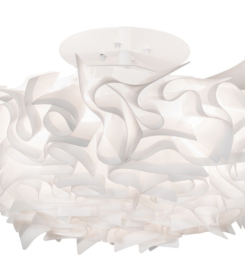 Meyda Lighting Paper Meringue Southland 31" 3-Light White Powdercoat Flush Mount Light With White Shade Glass