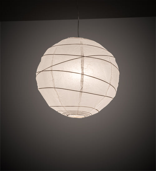 Meyda Lighting Papier 19" Extreme Chrome Lantern Pendant Light With White Textrene Shade