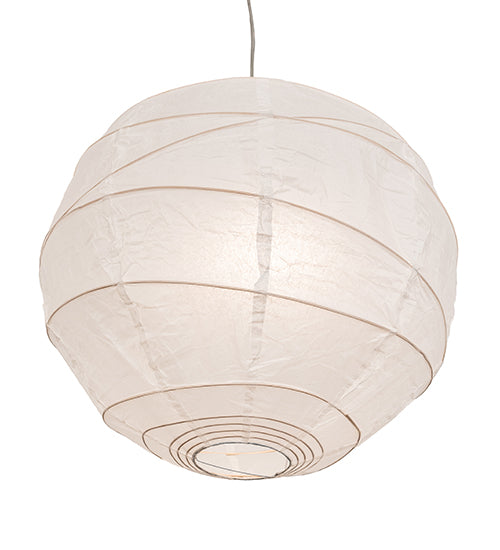 Meyda Lighting Papier 19" Extreme Chrome Lantern Pendant Light With White Textrene Shade