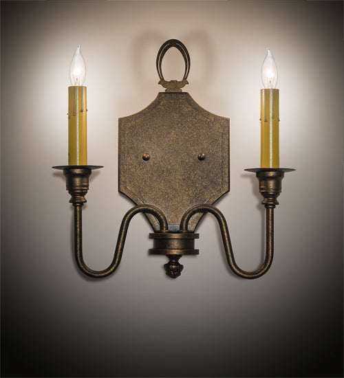 Meyda Lighting Paquita 12" 2-Light Dark Smoke Wall Sconce With Ivory Faux Candlelight