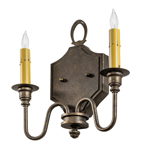 Meyda Lighting Paquita 12" 2-Light Dark Smoke Wall Sconce With Ivory Faux Candlelight