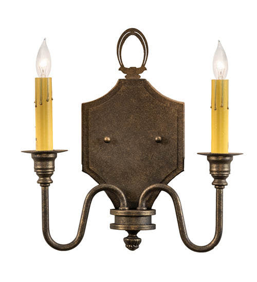 Meyda Lighting Paquita 12" 2-Light Dark Smoke Wall Sconce With Ivory Faux Candlelight