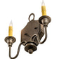 Meyda Lighting Paquita 12" 2-Light Dark Smoke Wall Sconce With Ivory Faux Candlelight