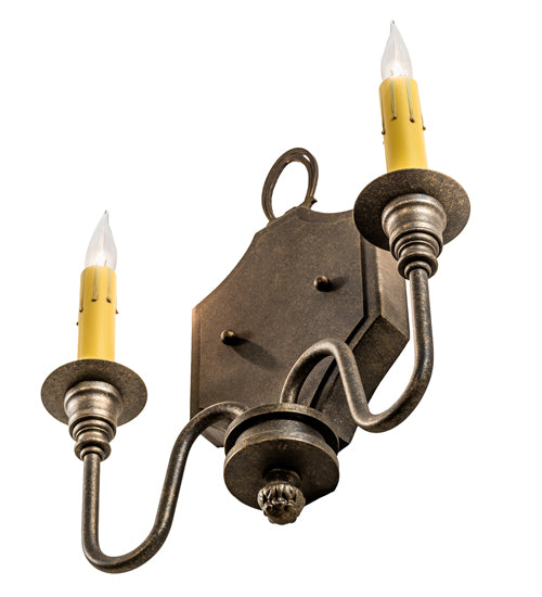 Meyda Lighting Paquita 12" 2-Light Dark Smoke Wall Sconce With Ivory Faux Candlelight