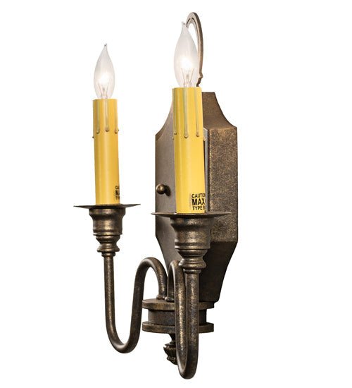 Meyda Lighting Paquita 12" 2-Light Dark Smoke Wall Sconce With Ivory Faux Candlelight