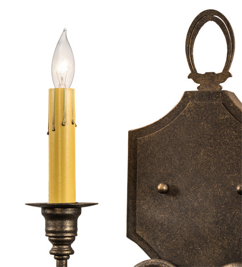 Meyda Lighting Paquita 12" 2-Light Dark Smoke Wall Sconce With Ivory Faux Candlelight