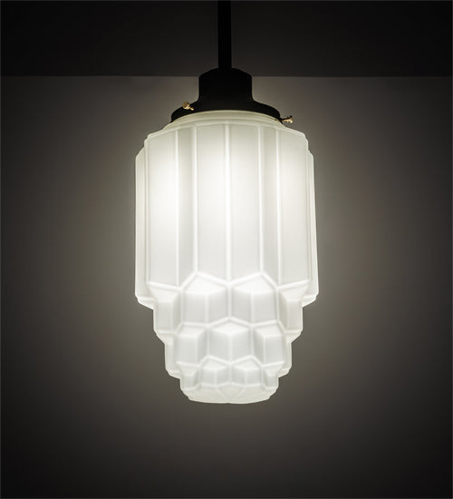 Meyda Lighting Paramount 10" Solar Black & Polished Brass Pendant Light With White Shade Glass