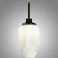 Meyda Lighting Paramount 10" Solar Black & Polished Brass Pendant Light With White Shade Glass