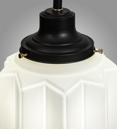 Meyda Lighting Paramount 10" Solar Black & Polished Brass Pendant Light With White Shade Glass