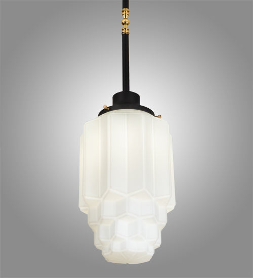 Meyda Lighting Paramount 10" Solar Black & Polished Brass Pendant Light With White Shade Glass