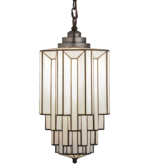 Meyda Lighting Paramount 12" Antique Iron Gate Pendant Light With White Art Shade Glass