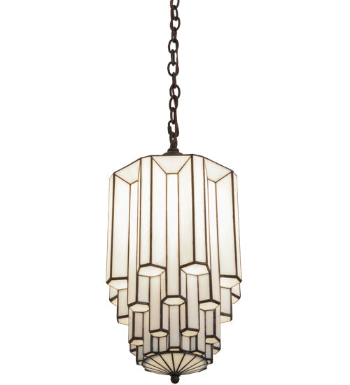 Meyda Lighting Paramount 12" Antique Iron Gate Pendant Light With White Art Shade Glass