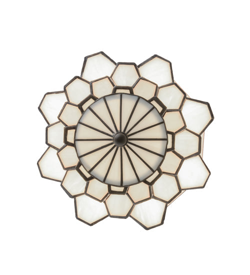 Meyda Lighting Paramount 12" Antique Iron Gate Pendant Light With White Art Shade Glass