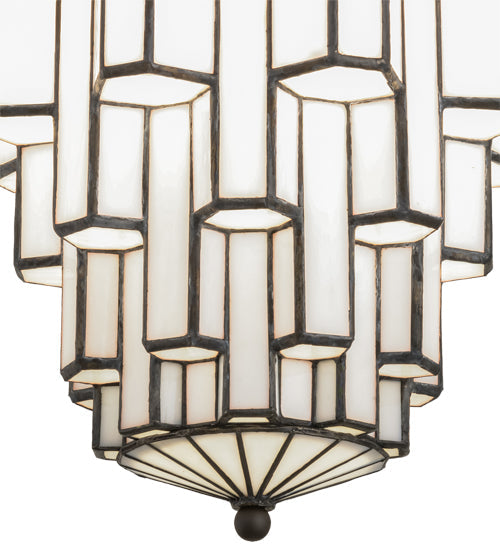 Meyda Lighting Paramount 12" Antique Iron Gate Pendant Light With White Art Shade Glass
