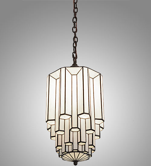 Meyda Lighting Paramount 12" Light Craftsman Brown Pendant Light With White Art Shade Glass
