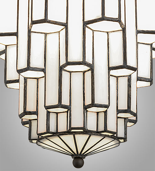 Meyda Lighting Paramount 12" Light Craftsman Brown Pendant Light With White Art Shade Glass
