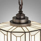 Meyda Lighting Paramount 12" Light Craftsman Brown Pendant Light With White Art Shade Glass