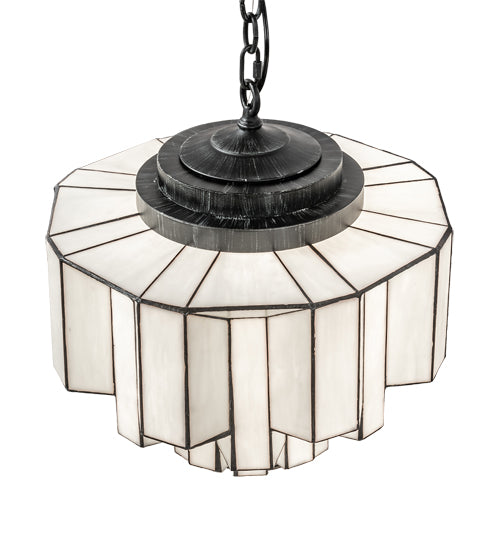 Meyda Lighting Paramount 18" Antique Iron Gate Flush Mount Light With White Art Shade Glass
