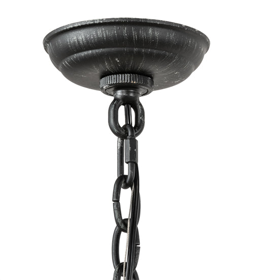 Meyda Lighting Paramount 18" Antique Iron Gate Flush Mount Light With White Art Shade Glass