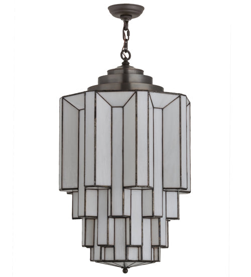Meyda Lighting Paramount 18" Antique Iron Gate Pendant Light With White Art Shade Glass