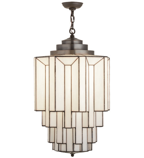 Meyda Lighting Paramount 18" Antique Iron Gate Pendant Light With White Art Shade Glass