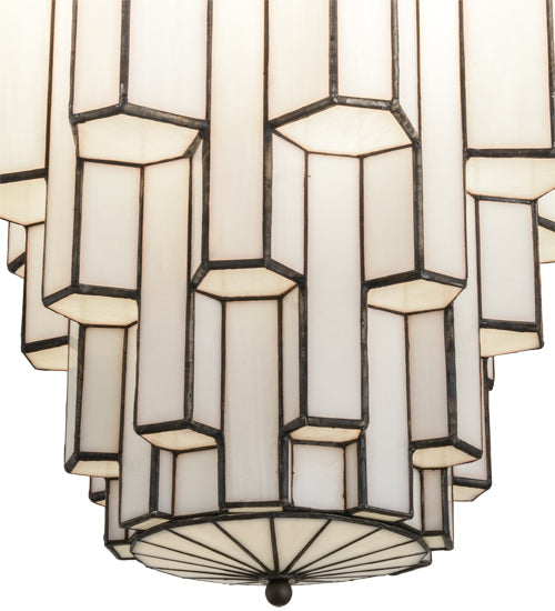 Meyda Lighting Paramount 18" Antique Iron Gate Pendant Light With White Art Shade Glass