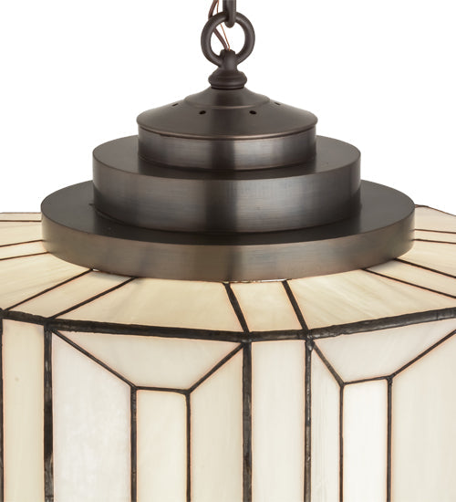 Meyda Lighting Paramount 18" Antique Iron Gate Pendant Light With White Art Shade Glass