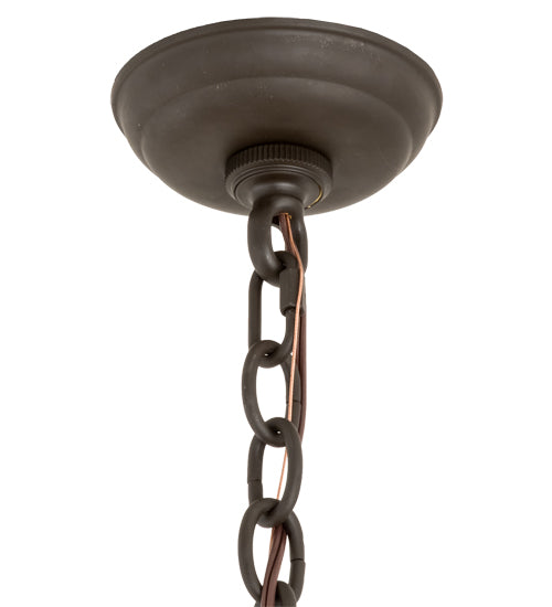 Meyda Lighting Paramount 18" Antique Iron Gate Pendant Light With White Art Shade Glass