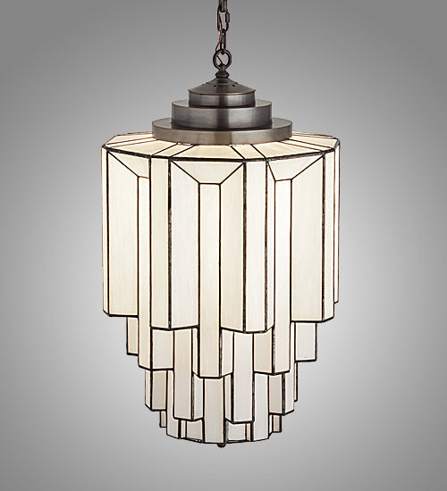 Meyda Lighting Paramount 18" Light Craftsman Brown Pendant Light With White Art Shade Glass