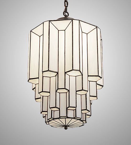 Meyda Lighting Paramount 18" Light Craftsman Brown Pendant Light With White Art Shade Glass