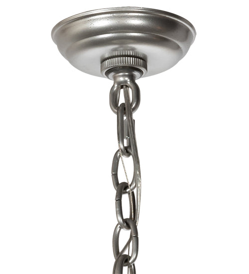 Meyda Lighting Paramount 18" Nickel Pendant Light With White Art Shade Glass