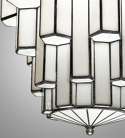 Meyda Lighting Paramount 18" Nickel Pendant Light With White Art Shade Glass