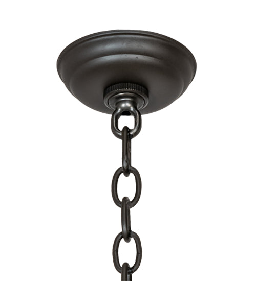 Meyda Lighting Paramount 24" 8-Light Blackened Brass Pendant Light With White Art Shade Glass