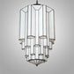 Meyda Lighting Paramount 24" 8-Light Blackened Brass Pendant Light With White Art Shade Glass
