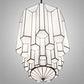 Meyda Lighting Paramount 24" 8-Light Blackened Brass Pendant Light With White Art Shade Glass