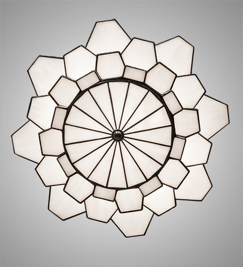Meyda Lighting Paramount 24" 8-Light Blackened Brass Pendant Light With White Art Shade Glass