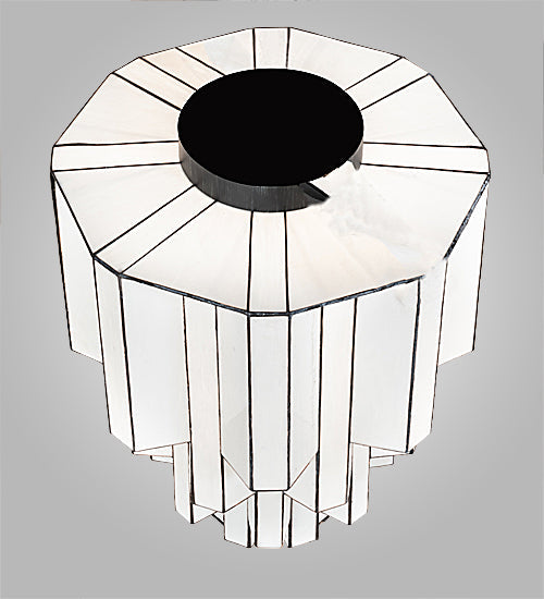 Meyda Lighting Paramount 24" Antique Iron Gate Flush Mount Light With White Art Shade Glass