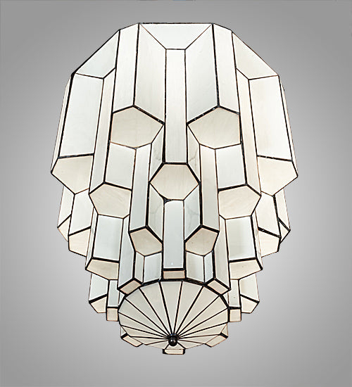 Meyda Lighting Paramount 24" Antique Iron Gate Flush Mount Light With White Art Shade Glass