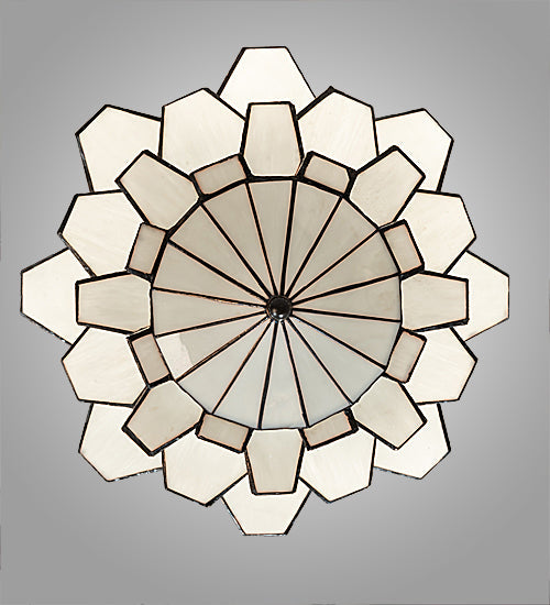 Meyda Lighting Paramount 24" Antique Iron Gate Flush Mount Light With White Art Shade Glass
