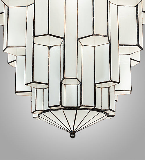 Meyda Lighting Paramount 24" Antique Iron Gate Flush Mount Light With White Art Shade Glass