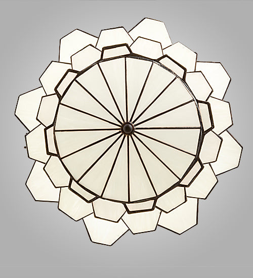 Meyda Lighting Paramount 24" Blackened Brass Pendant Light With White Art Shade Glass