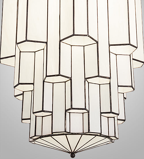 Meyda Lighting Paramount 24" Blackened Brass Pendant Light With White Art Shade Glass