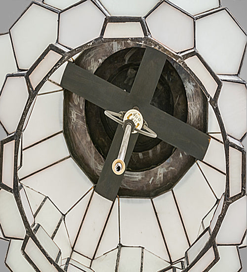 Meyda Lighting Paramount 24" Blackened Brass Pendant Light With White Art Shade Glass