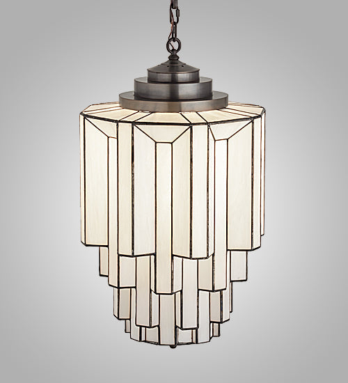 Meyda Lighting Paramount 24" Craftsman Brown Pendant Light With White Opaque Shade Glass