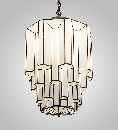 Meyda Lighting Paramount 24" Craftsman Brown Pendant Light With White Opaque Shade Glass