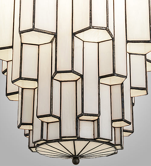 Meyda Lighting Paramount 24" Craftsman Brown Pendant Light With White Opaque Shade Glass