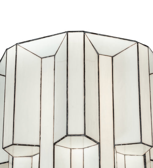 Meyda Lighting Paramount 255165 24" Antique Iron Gate Flush Mount Light With White Art Shade Glass